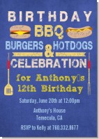 BBQ Hotdogs and Hamburgers - Birthday Party Invitations