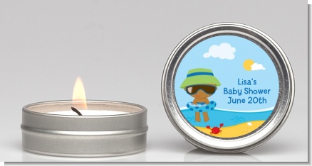 Beach Baby African American Boy - Baby Shower Candle Favors