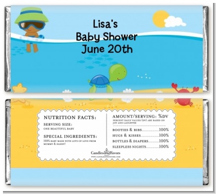Beach Baby African American Boy - Personalized Baby Shower Candy Bar Wrappers
