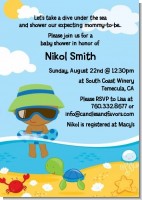 Beach Baby African American Boy - Baby Shower Invitations