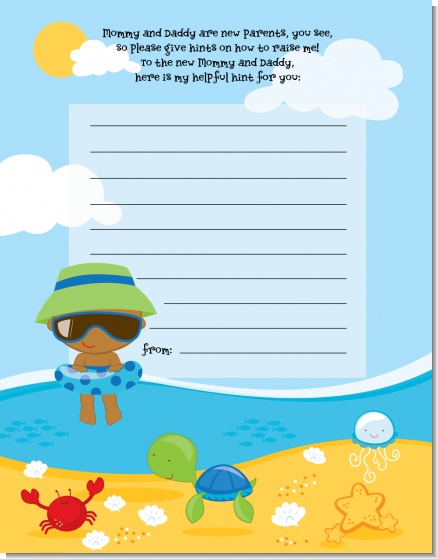 Beach Baby African American Boy - Baby Shower Notes of Advice