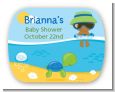 Beach Baby African American Boy - Personalized Baby Shower Rounded Corner Stickers thumbnail