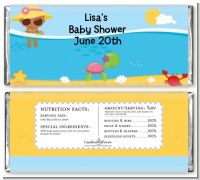 Beach Baby African American Girl - Personalized Baby Shower Candy Bar Wrappers