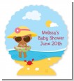 Beach Baby African American Girl - Personalized Baby Shower Centerpiece Stand thumbnail