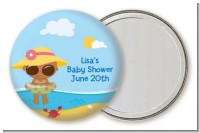 Beach Baby African American Girl - Personalized Baby Shower Pocket Mirror Favors