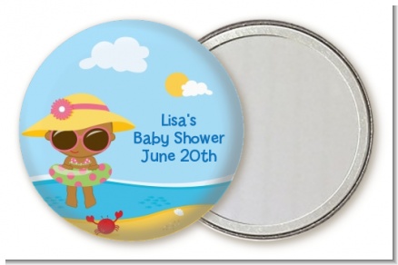 Beach Baby African American Girl - Personalized Baby Shower Pocket Mirror Favors