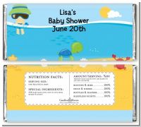 Beach Baby Asian Boy - Personalized Baby Shower Candy Bar Wrappers