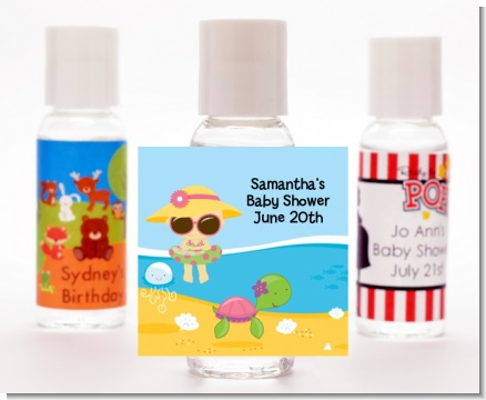Beach Baby Asian Girl - Personalized Baby Shower Hand Sanitizers Favors