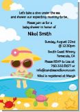 Beach Baby Asian Girl - Baby Shower Invitations