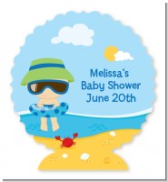 Beach Baby Boy - Personalized Baby Shower Centerpiece Stand