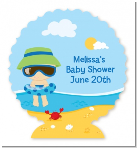 Beach Baby Boy - Personalized Baby Shower Centerpiece Stand