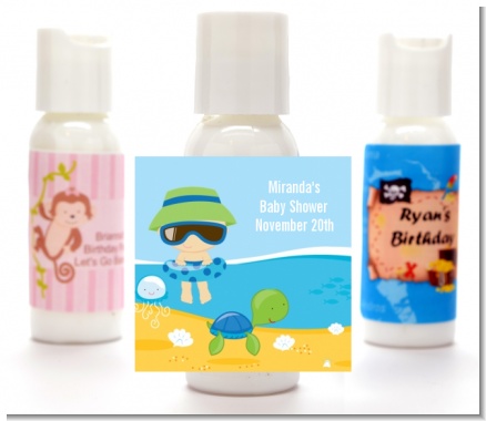Beach Baby Boy - Personalized Baby Shower Lotion Favors