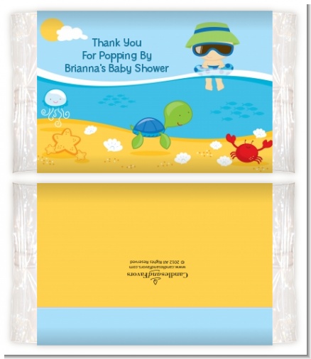 Beach Baby Boy - Personalized Popcorn Wrapper Baby Shower Favors