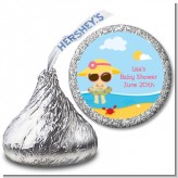 Beach Baby Girl - Hershey Kiss Baby Shower Sticker Labels