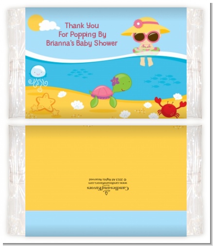 Beach Baby Girl - Personalized Popcorn Wrapper Baby Shower Favors