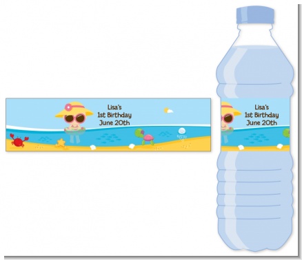 Beach Girl - Personalized Birthday Party Water Bottle Labels