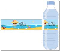 Beach Baby Girl - Personalized Baby Shower Water Bottle Labels