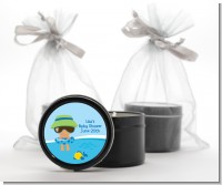 Beach Baby Hispanic Boy - Baby Shower Black Candle Tin Favors