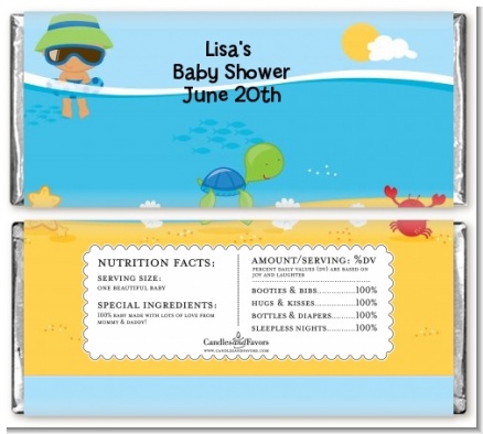 Beach Baby Hispanic Boy - Personalized Baby Shower Candy Bar Wrappers