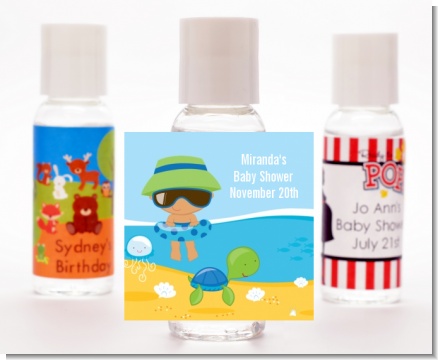 Beach Baby Hispanic Boy - Personalized Baby Shower Hand Sanitizers Favors