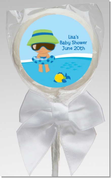 Beach Baby Hispanic Boy - Personalized Baby Shower Lollipop Favors