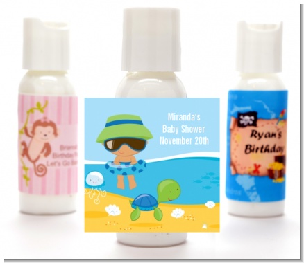 Beach Baby Hispanic Boy - Personalized Baby Shower Lotion Favors