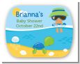 Beach Baby Hispanic Boy - Personalized Baby Shower Rounded Corner Stickers thumbnail