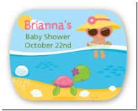 Beach Baby Hispanic Girl - Personalized Baby Shower Rounded Corner Stickers