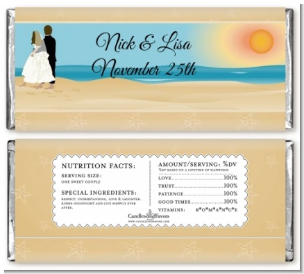 Beach Couple - Personalized Bridal Shower Candy Bar Wrappers
