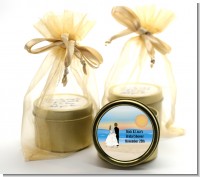 Beach Couple - Bridal Shower Gold Tin Candle Favors