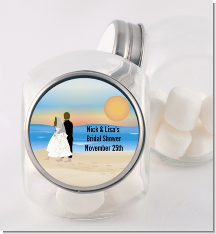 Beach Couple - Personalized Bridal Shower Candy Jar