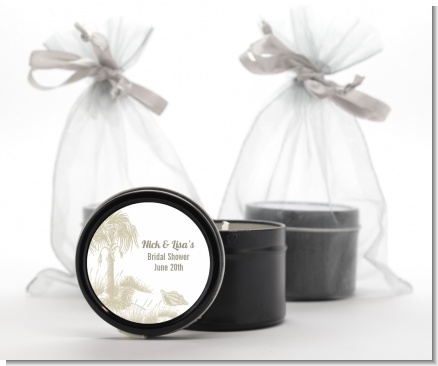 Beach Scene - Bridal Shower Black Candle Tin Favors