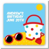 Beach Toys - Square Personalized Birthday Party Sticker Labels