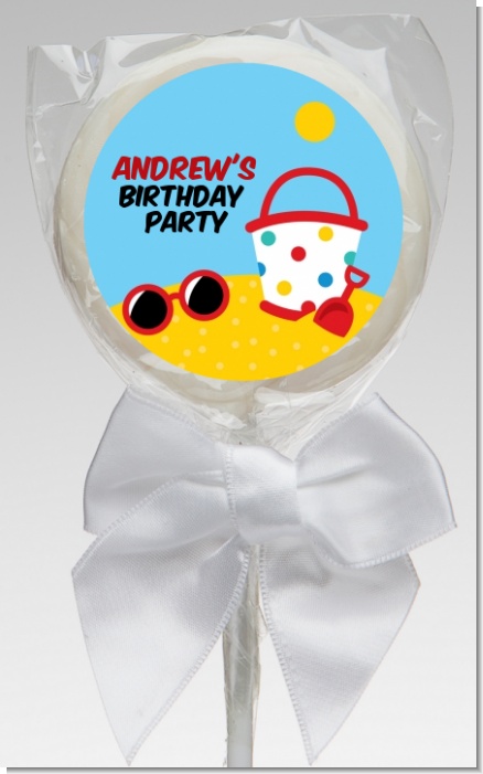 Beach Toys - Personalized Birthday Party Lollipop Favors