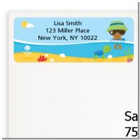 Beach Baby African American Boy - Baby Shower Return Address Labels