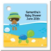 Beach Baby African American Boy - Personalized Baby Shower Card Stock Favor Tags
