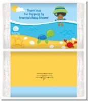 Beach Baby African American Boy - Personalized Popcorn Wrapper Baby Shower Favors