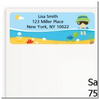 Beach Baby Asian Boy - Baby Shower Return Address Labels