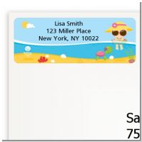 Beach Baby Asian Girl - Baby Shower Return Address Labels