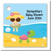 Beach Baby Asian Girl - Personalized Baby Shower Card Stock Favor Tags