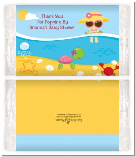 Beach Baby Asian Girl - Personalized Popcorn Wrapper Baby Shower Favors