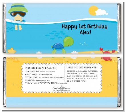Beach Boy - Personalized Birthday Party Candy Bar Wrappers