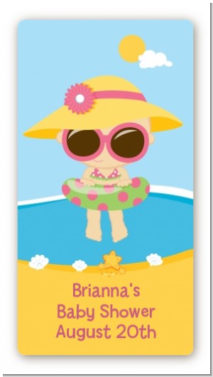 Beach Baby Girl - Custom Rectangle Baby Shower Sticker/Labels