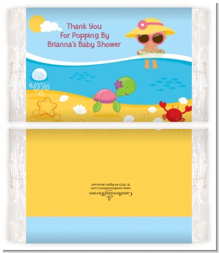 Beach Baby Hispanic Girl - Personalized Popcorn Wrapper Baby Shower Favors