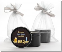 Beer and Baby Talk - Baby Shower Black Candle Tin Favors
