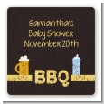Beer and Baby Talk - Square Personalized Baby Shower Sticker Labels thumbnail