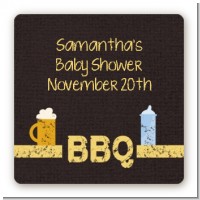 Beer and Baby Talk - Square Personalized Baby Shower Sticker Labels