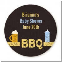 Beer and Baby Talk - Round Personalized Baby Shower Sticker Labels