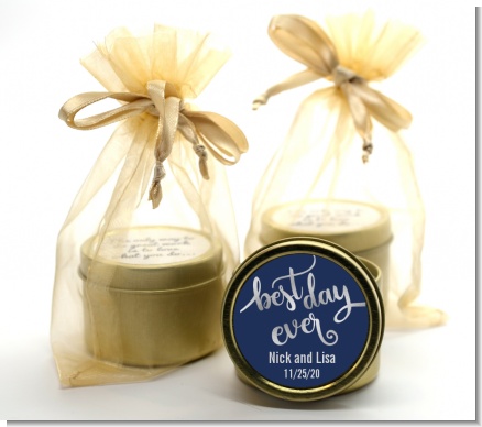 Best Day Ever - Bridal Shower Gold Tin Candle Favors