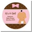 Baby Girl Hispanic - Round Personalized Baby Shower Sticker Labels thumbnail